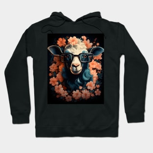 Whimsical Goat wearing Glasses Florals Design Hoodie